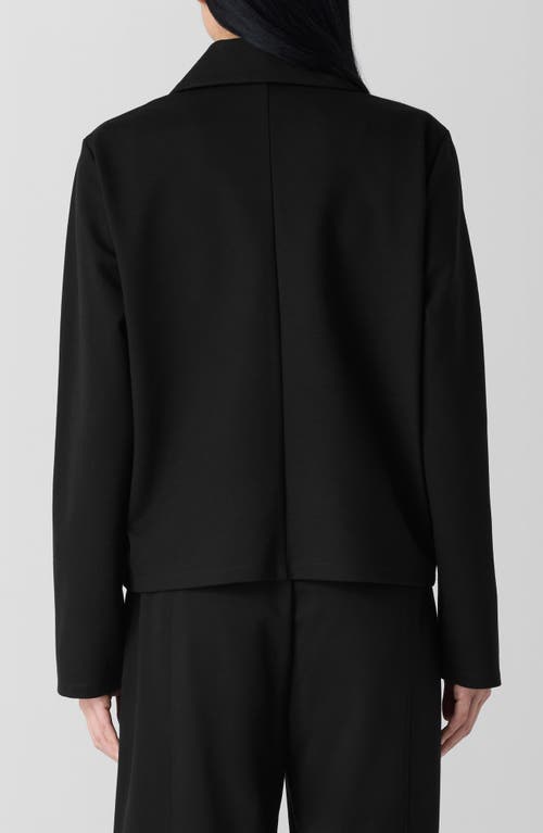 Shop Eileen Fisher Double Breasted Notch Collar Short Blazer In Black