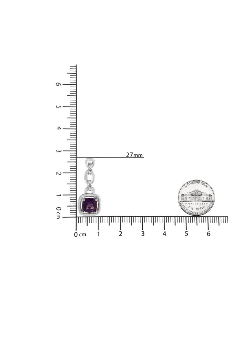 Haus of Brilliance Silver Cushion Purple Amethyst and Diamond Accent Drop and Dangle Earrings, Alternate, color, White