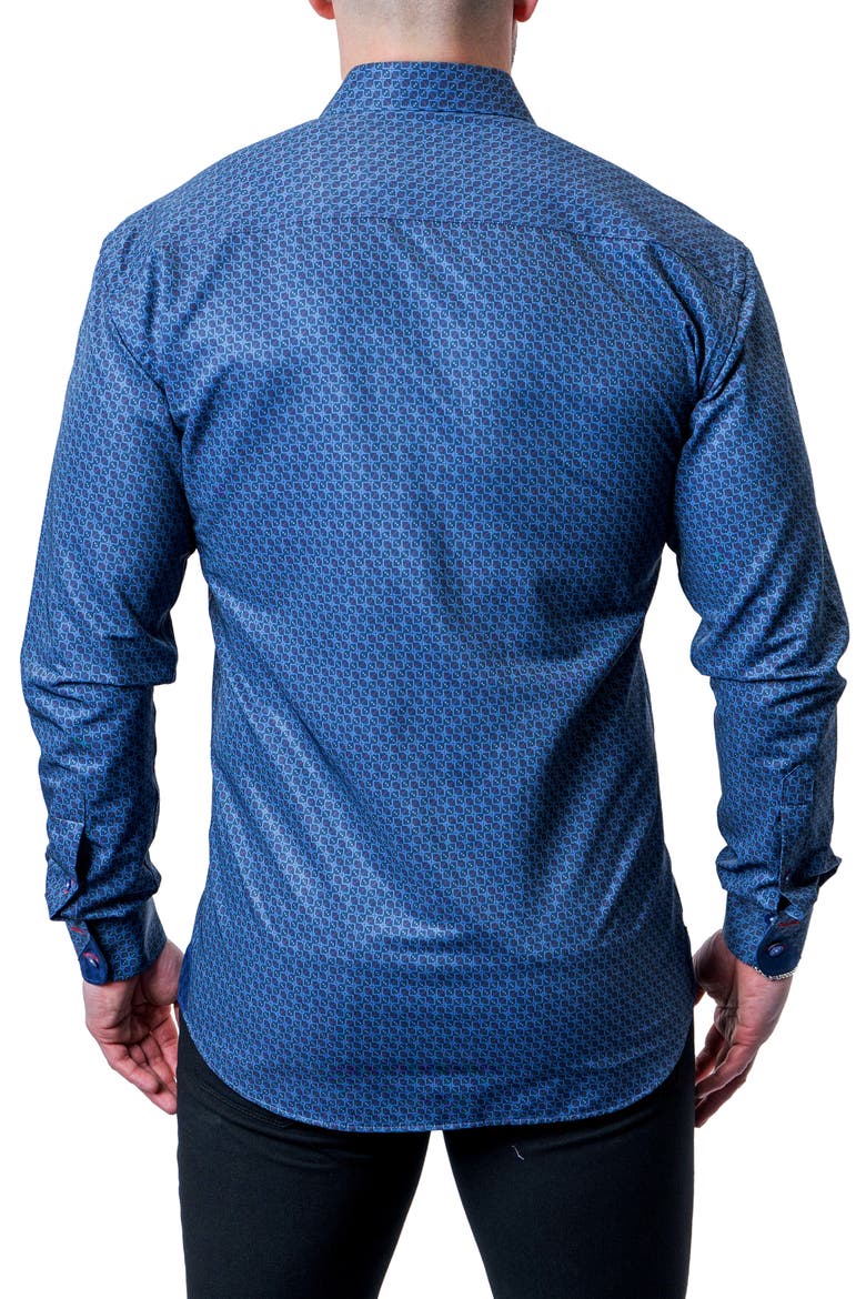 Einstein Maze Gingham Blue Contemporary Fit Button-Up Shirt, Alternate, color, BLUE