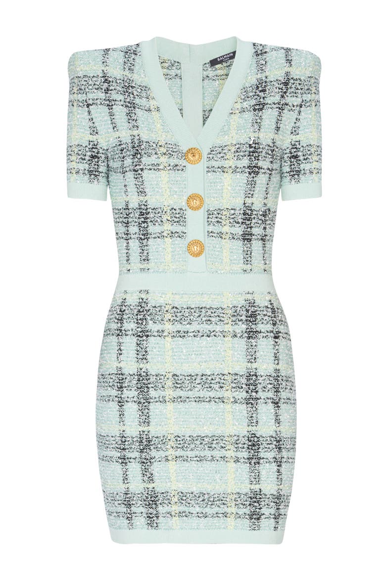 Short glitter tweed dress, Alternate, color, green