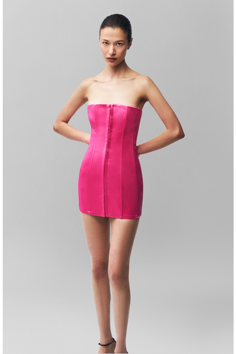 Satin Corset Dress, Main, color, True Pink