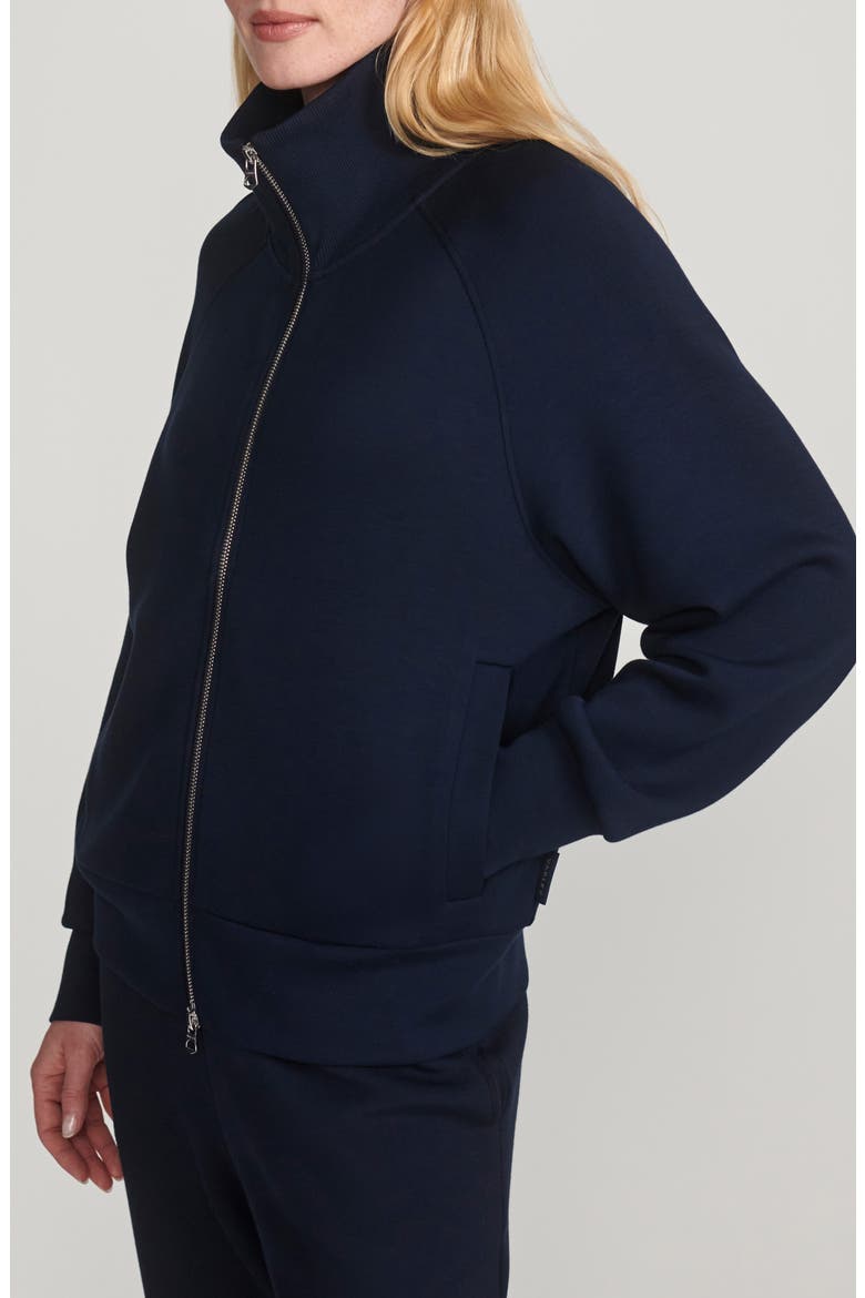 Tyde Mixed Media Zip Front Sweatshirt, Alternate, color, NAVY