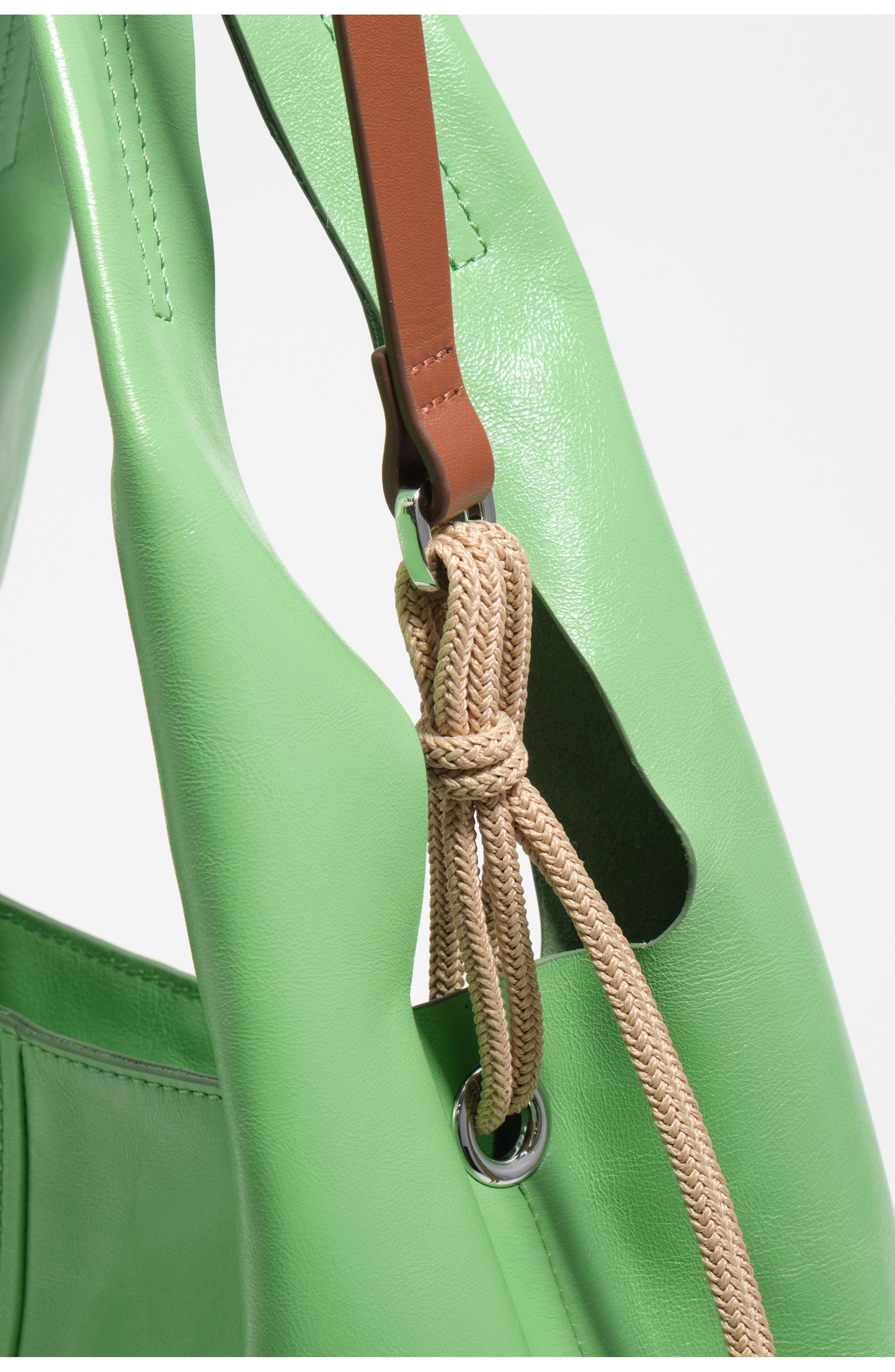 Large Leather Paper Shoulder Bag, Alternate, color, EMERALD