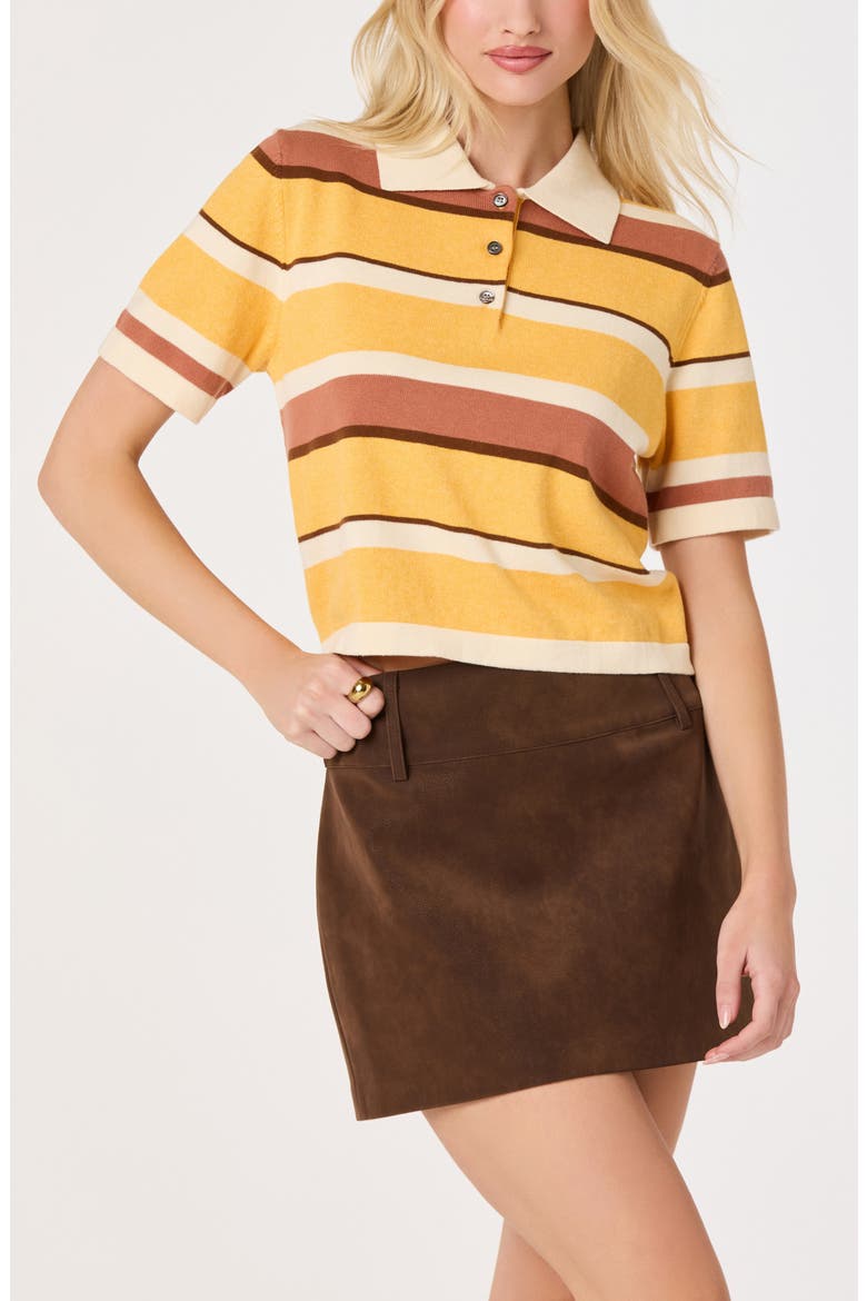 Brooklyn Stripe Short Sleeve Sweater Polo, Main, color, ORANGE MULTI STRIPE