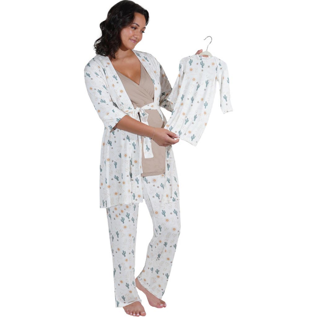 Everly Grey Analise During & After 5-piece Maternity/nursing Sleep Set For Mom & Baby In White