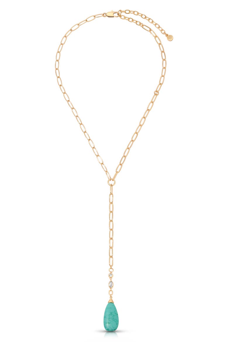 Teardrop Y-Necklace, Main, color, TURQUOISE