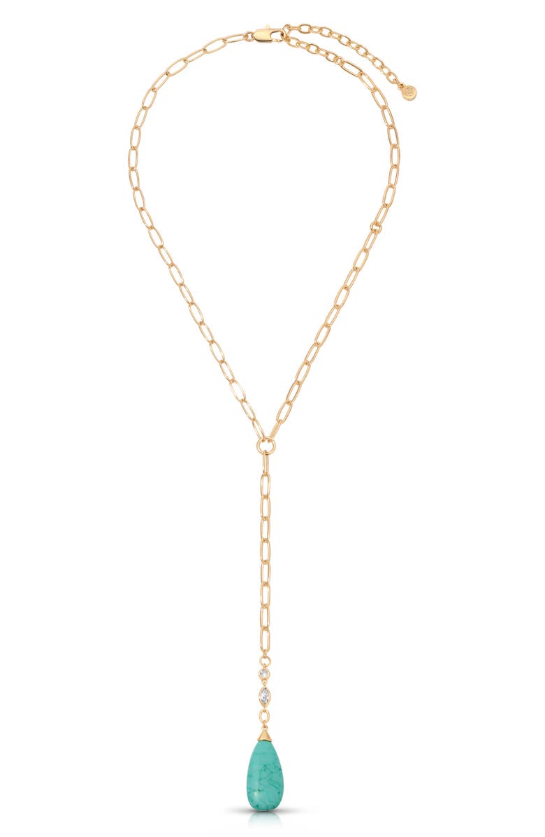 Ettika Teardrop Y-Necklace, Main, color, Turquoise