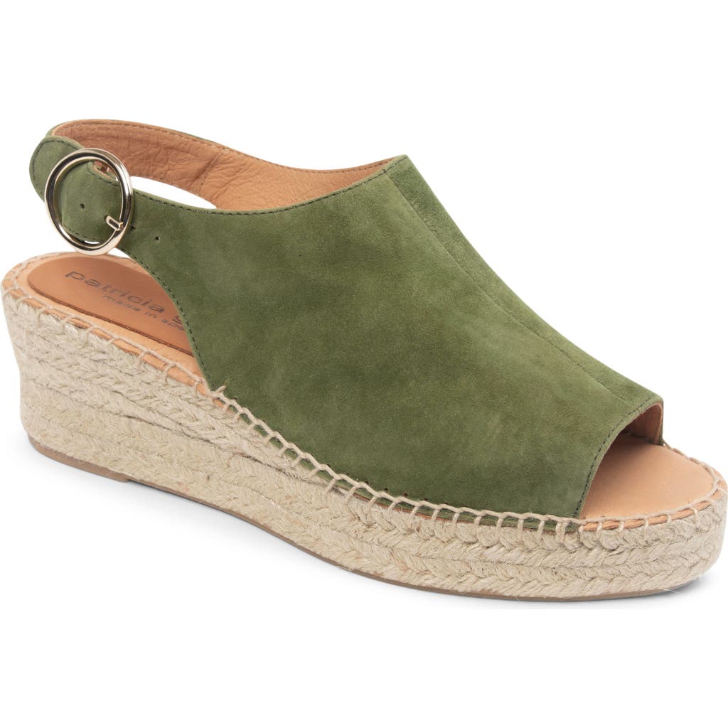 Shop Patricia Green Stella Slingback Espadrille Platform Wedge Sandal In Olive Suede