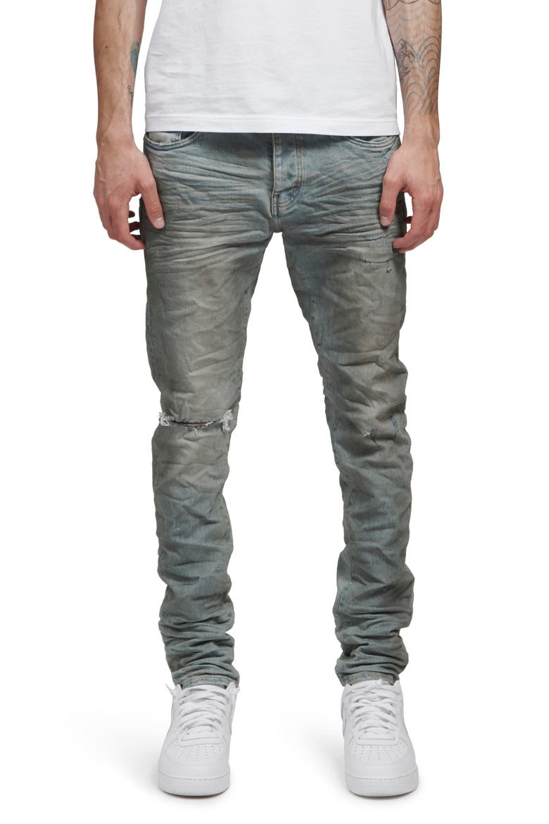 PURPLE Ripped Skinny Fit Jeans, Main, color, LIGHT DIRTY WAX