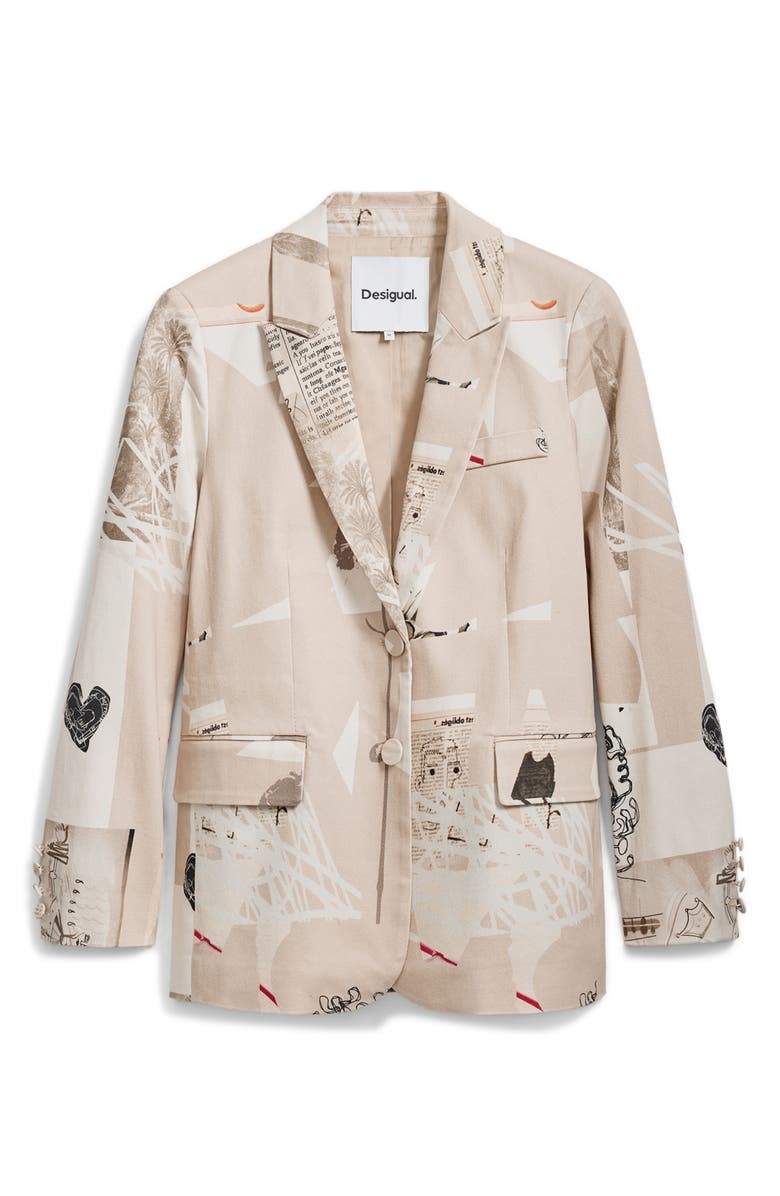 Desigual Classic Cut Blazer, Alternate, color, Beige