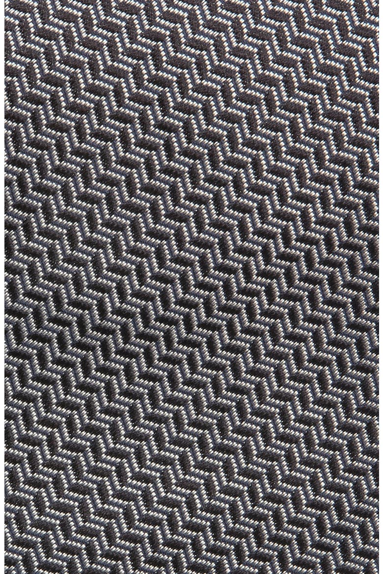 Chevron Silk Tie, Alternate, color, BLACK