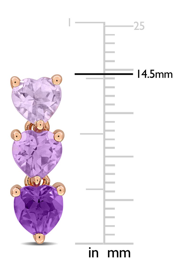 Triple Amethyst Heart Stud Earrings, Alternate, color, PURPLE