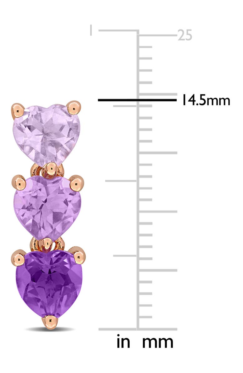 DELMAR Triple Amethyst Heart Stud Earrings, Alternate, color, Purple