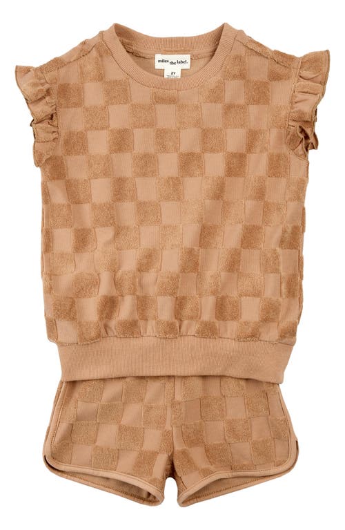 MILES THE LABEL MILES THE LABEL TEXTURED CHECK TERRY CLOTH TOP & SHORTS