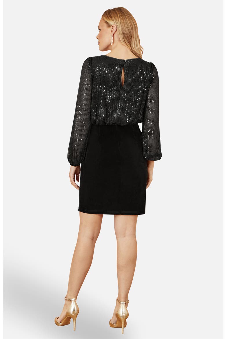 Sequin And Velvet Mini Dress, Alternate, color, Black