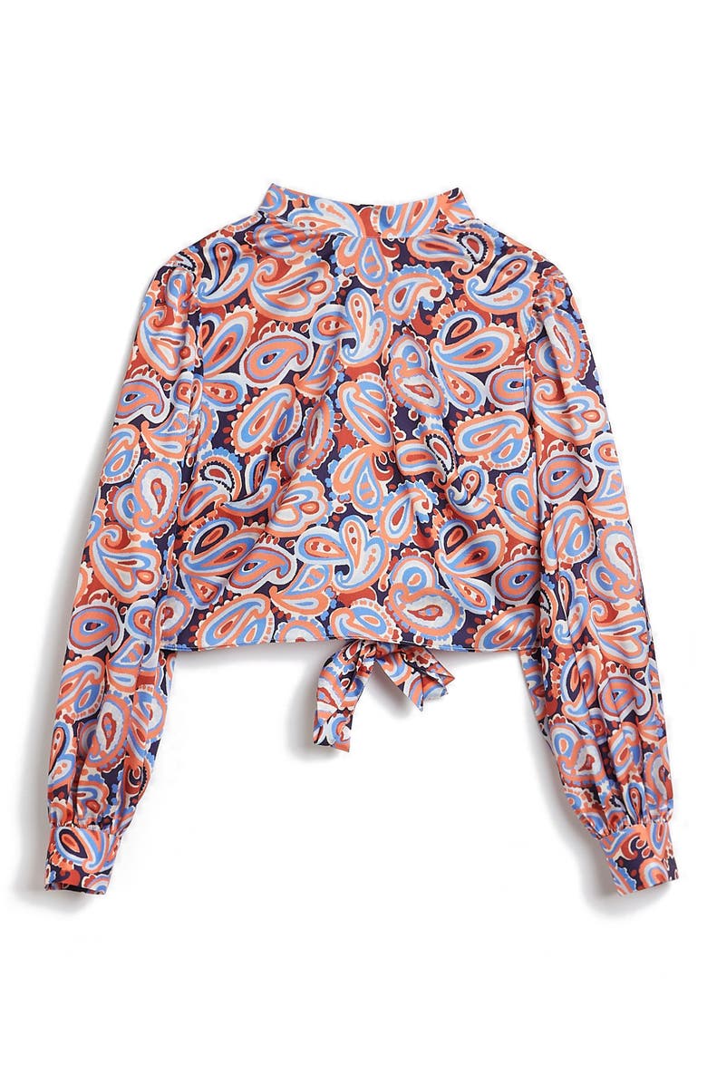 River Island Tie Back Long Sleeve Crop Top, Alternate, color, 