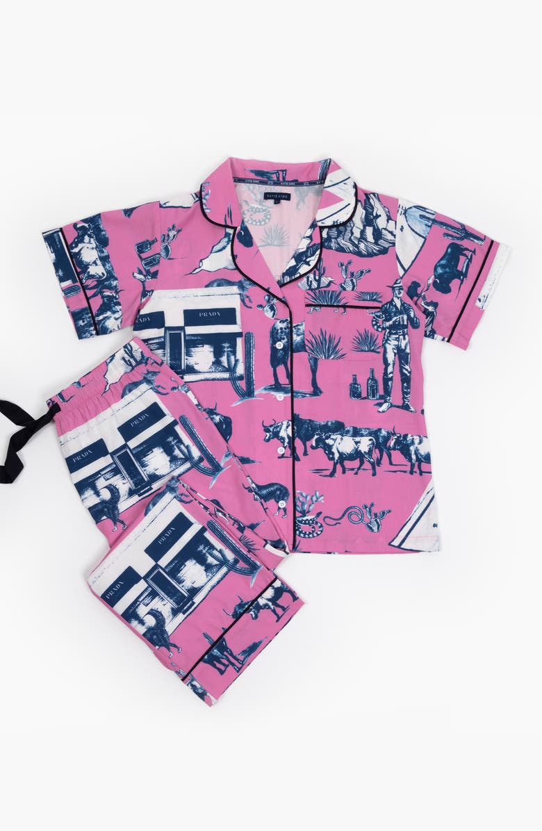 Katie Kime Marfa Toile Cotton Blend Pajamas, Alternate, color, Pink
