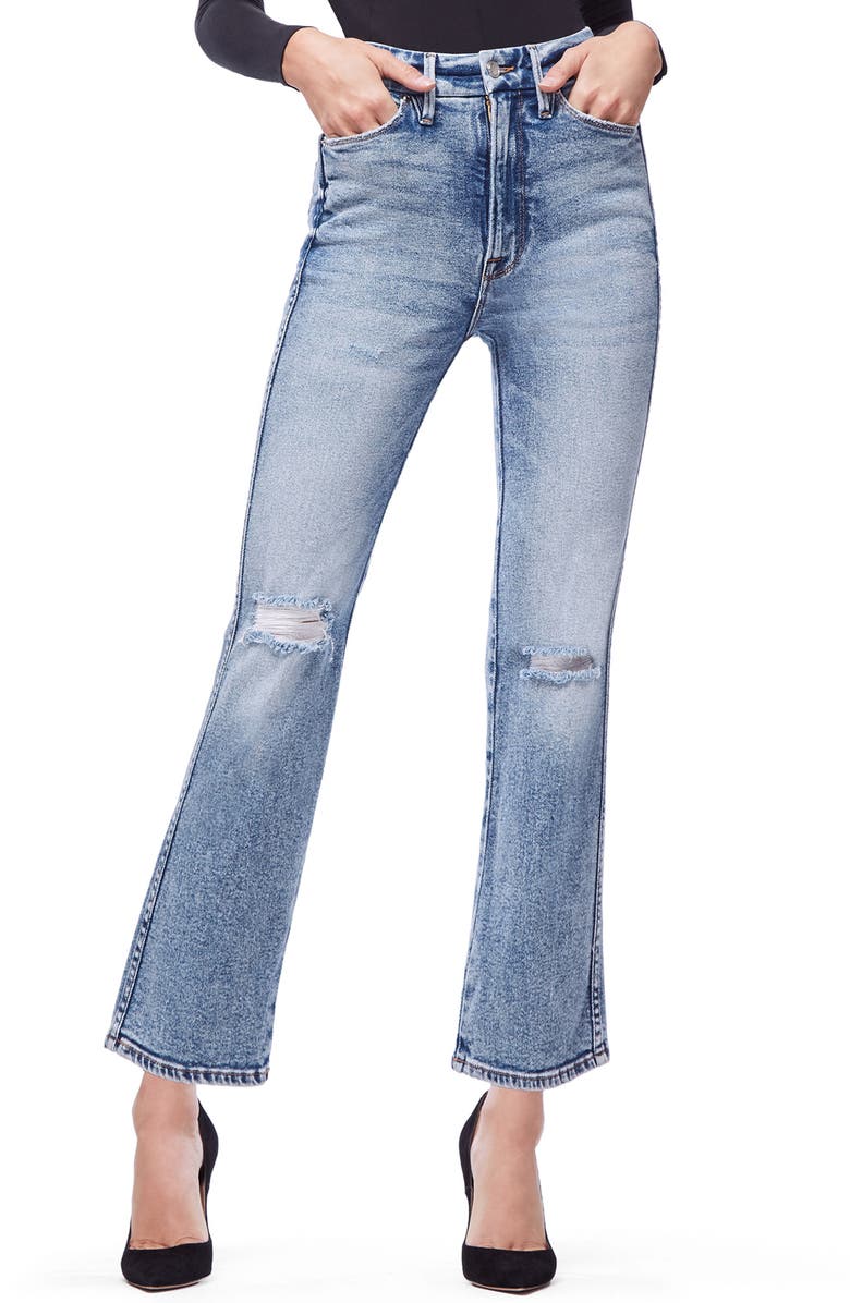 Good American Good Curve High Waist Ankle Straight Leg Jeans, Main, color,
