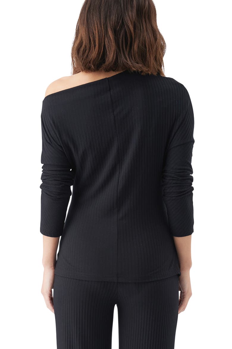 Off-Shoulder Rib Top, Alternate, color, Black