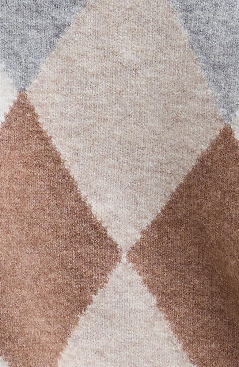 Barbour Silvia Diamond Jacquard Wool Blend Cardigan, Alternate, color, Ivory Multi