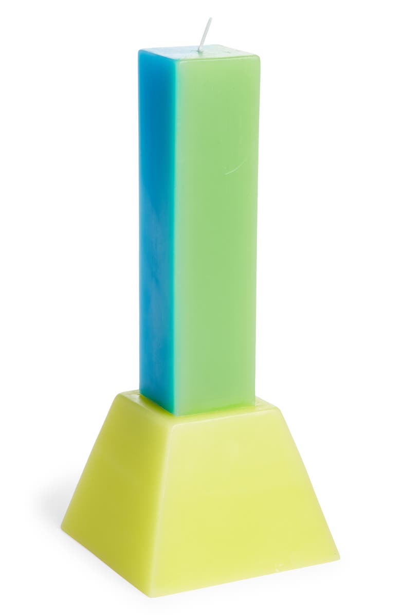 Areaware Happiness Pillar Candle, Main, color, Blue/ Green