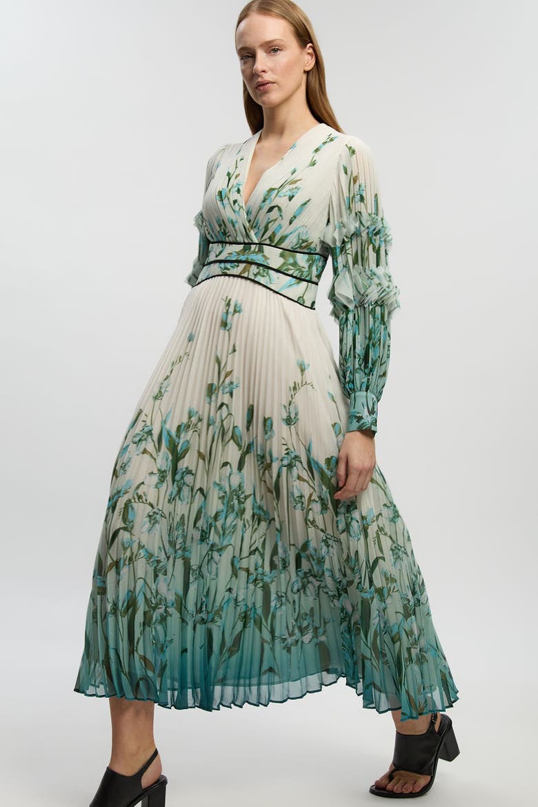 Plunge V-Neck Fit Flare Maxi Dress, Alternate, color, Floral