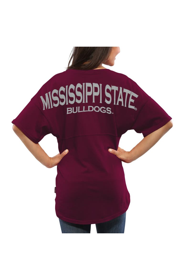 Women's Maroon Mississippi State Bulldogs Spirit Jersey Oversized T-Shirt, Alternate, color, Maroon