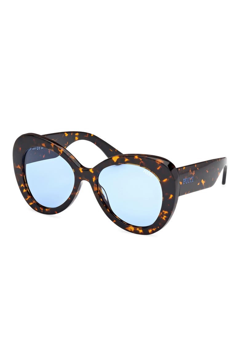 56mm Round Sunglasses, Alternate, color, DARK HAVANA / BRIGHT BLUE
