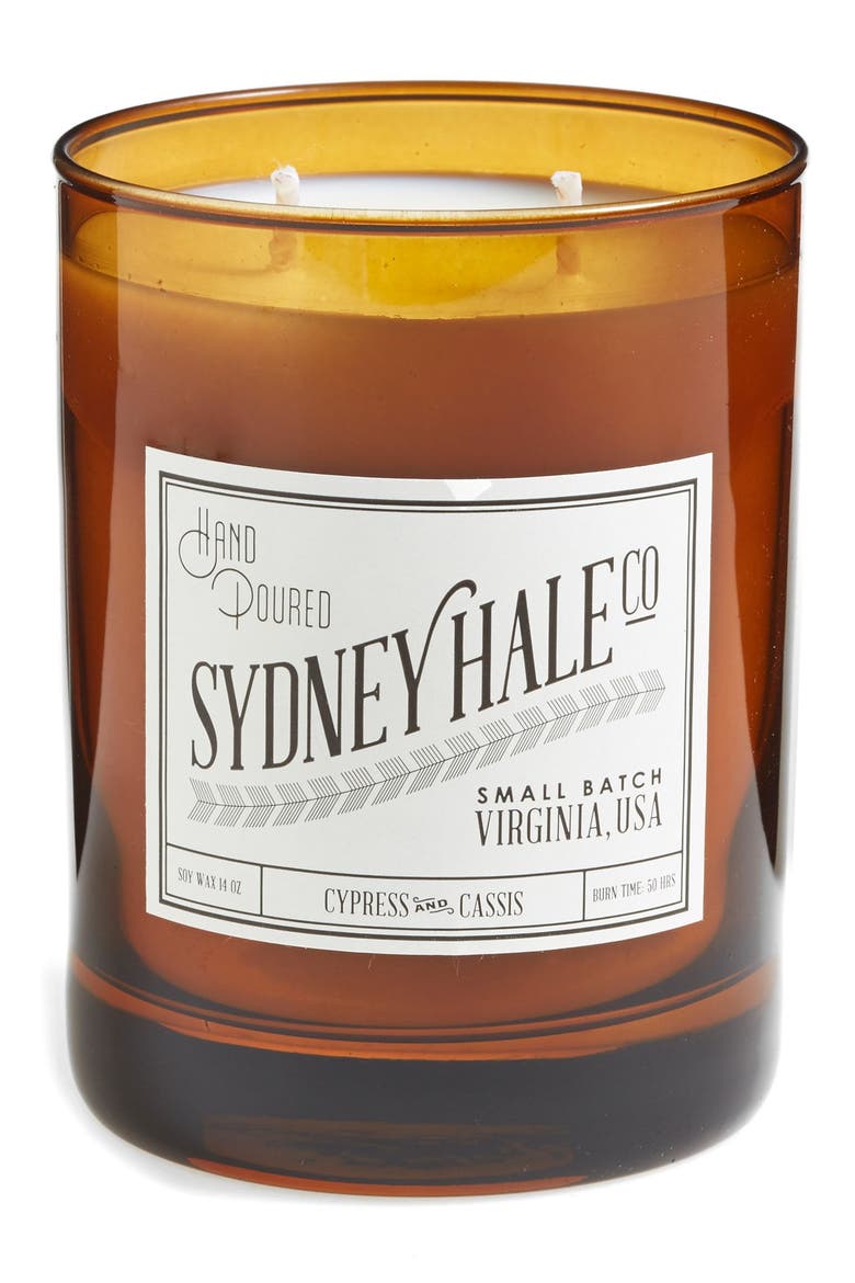 Sydney Hale Co. 'Amber Glass Collection' Scented Soy Candle, Main, color, CYPRESS/ CASSIS