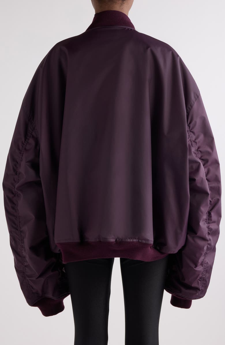 Logo Patch Oversize Nylon Bomber Jacket