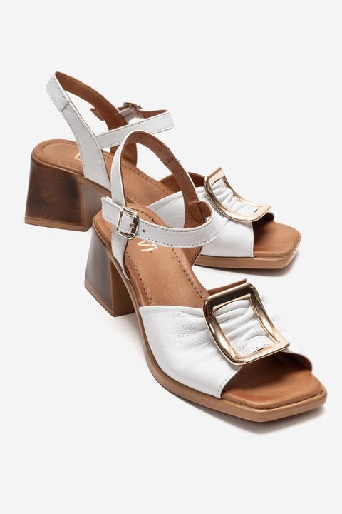 Asha Leather Block Heel Sandal