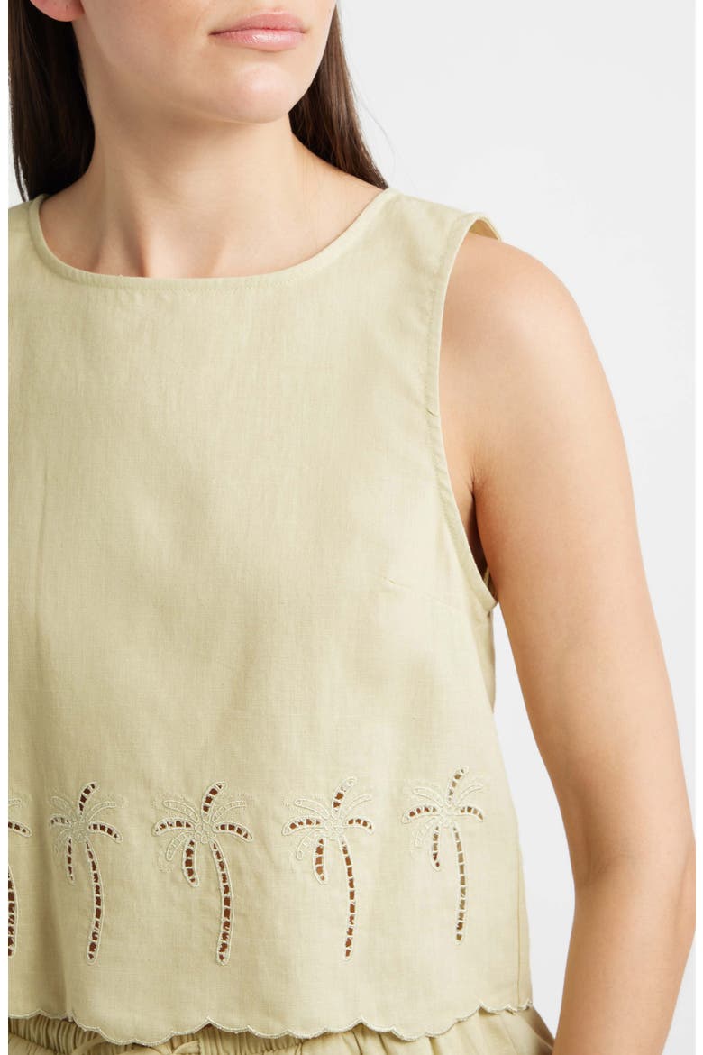 Lia Tie Back Sleeveless Linen & Cotton Top, Alternate, color, SAGE GREEN