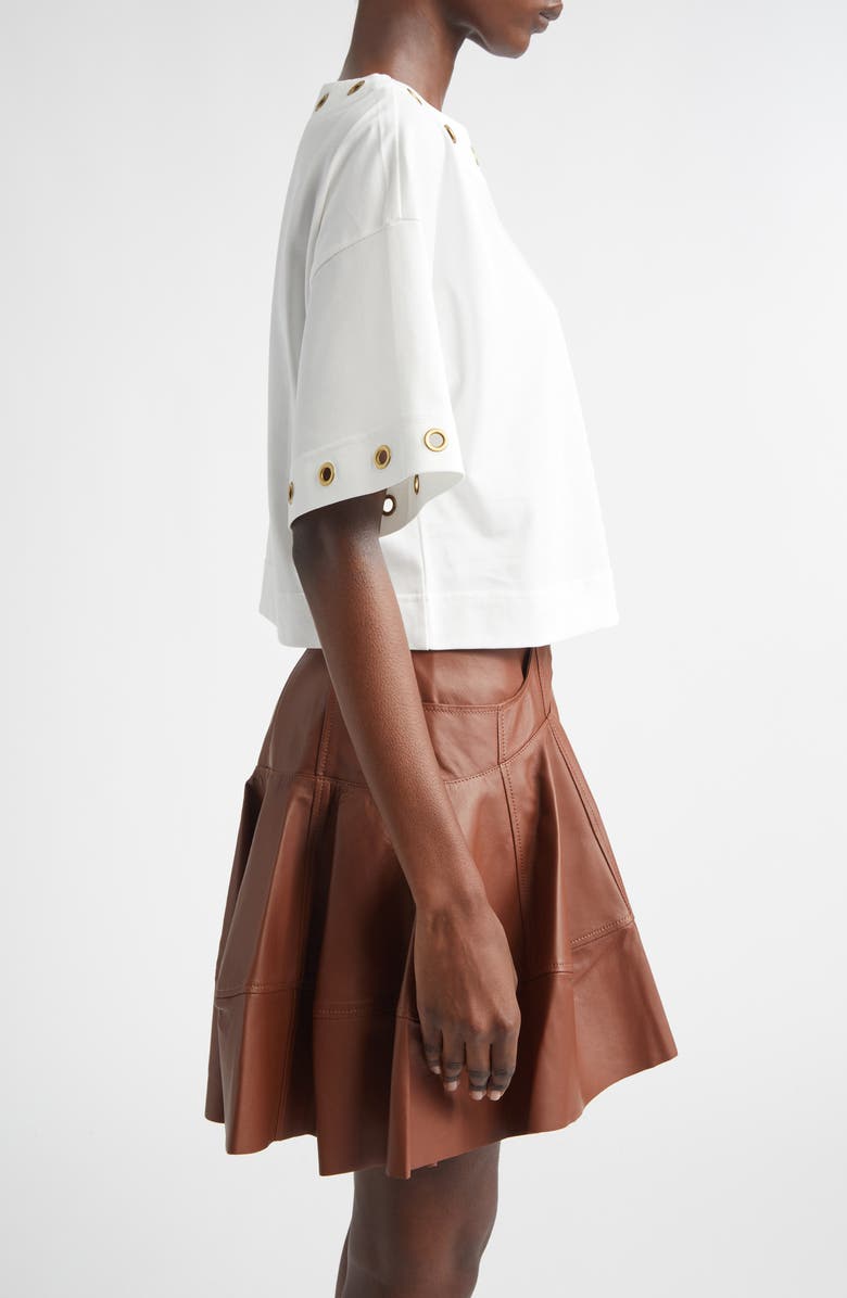 Zimmermann Grommet Boat Neck Cotton T-Shirt, Alternate, color, Ivory