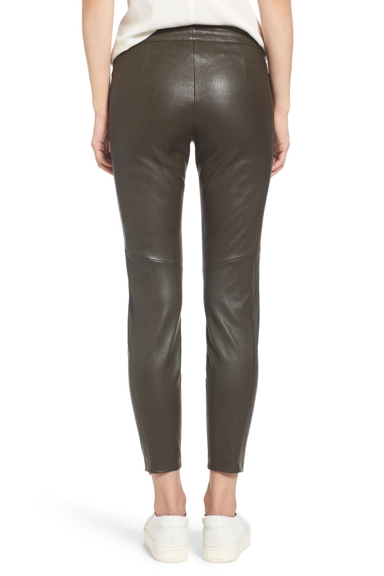 Stretch Leather Biker Pants, Alternate, color, OLIVE SARMA