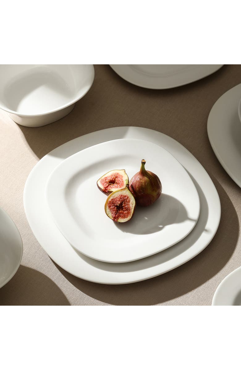 Stone Lain Quadro Porcelain 4-Piece Dinner Plate Set, Alternate, color, White