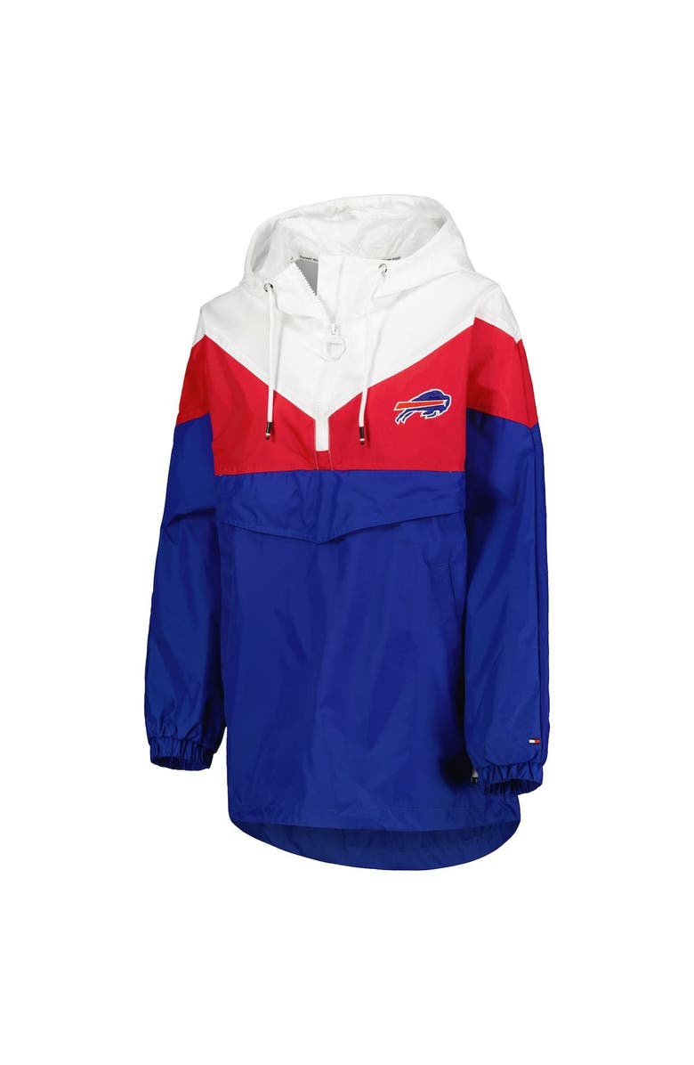 Tommy Hilfiger Women's Tommy Hilfiger White/Red Buffalo Bills Staci Half-Zip Hoodie Windbreaker Jacket, Alternate, color, 