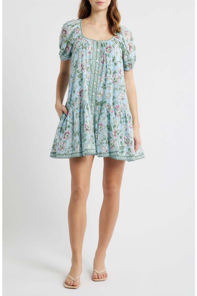Elodie Floral Drop Waist Minidress, Main, color, LUNA FLORA PRINT