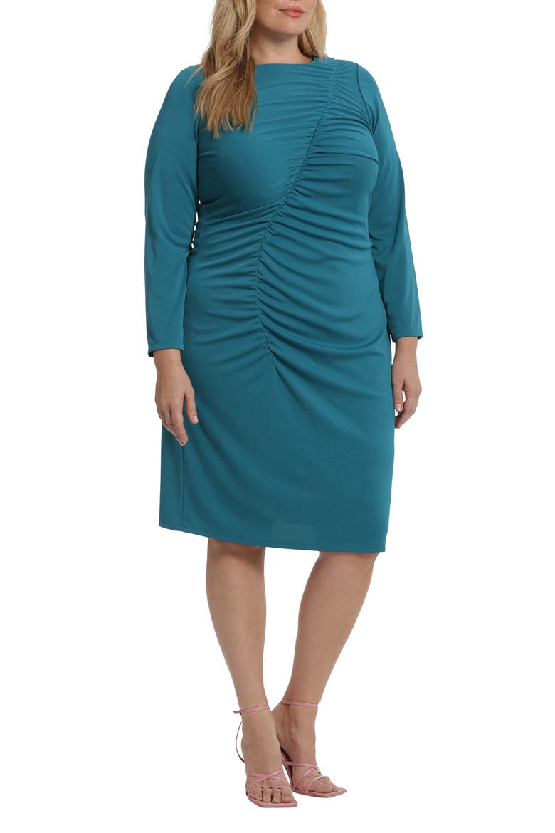 Ruched Long Sleeve Sheath Dress, Alternate, color, OCEAN DEPTHS