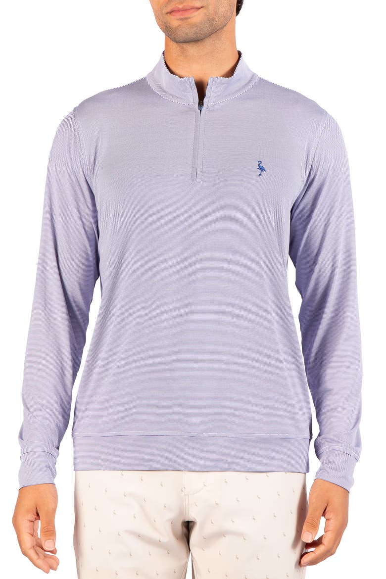 Mini Stripe Performance Quarter Zip Pullover, Main, color, SAPPHIRE BLUE