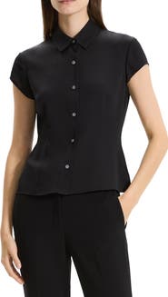 Theory Cap Sleeve Silk Shirt