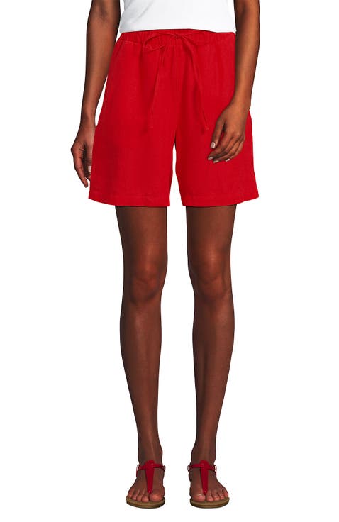 Linen High Rise Pull On 7" Shorts