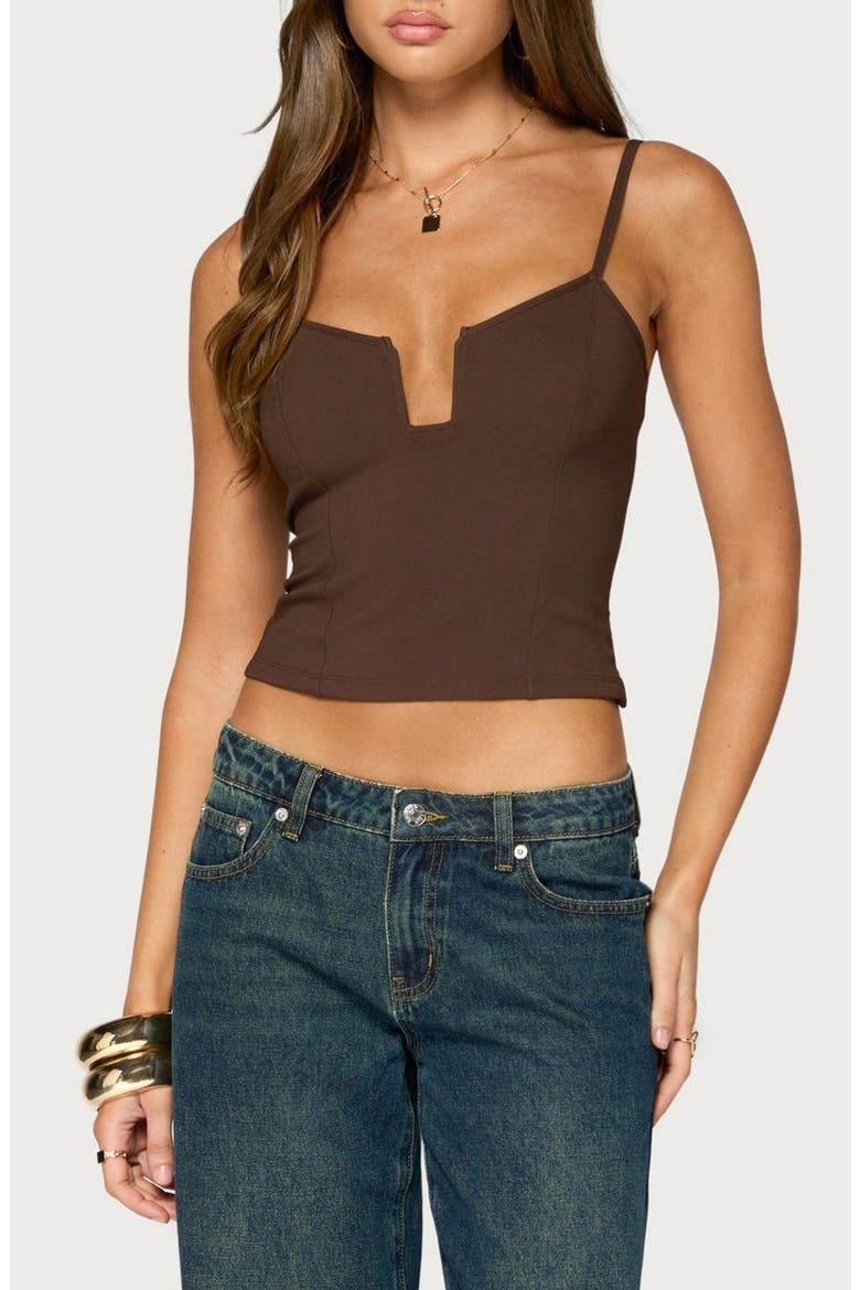 Meara U-Ring Corset Tank Top, Main, color, BROWN
