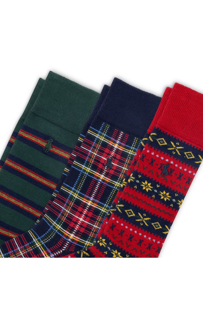 Polo Ralph Lauren Assorted 3-Pack Crew Socks, Alternate, color, Red