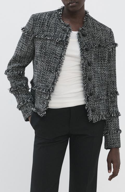 Fray Trim Tweed Jacket