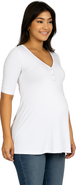 24seven Comfort Apparel Maternity Elbow Sleeve Tunic Top with Button Detail