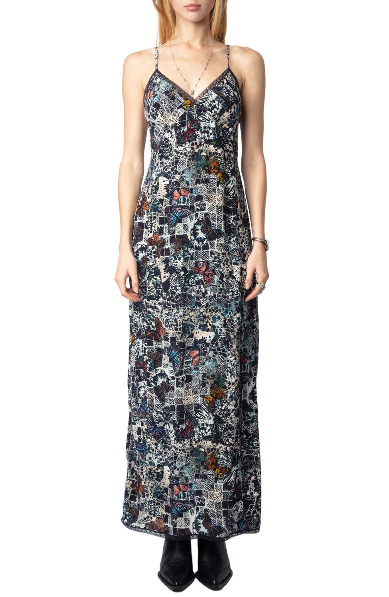 Zadig & Voltaire Ramelil Soft Butterflies Slipdress, Main, color,