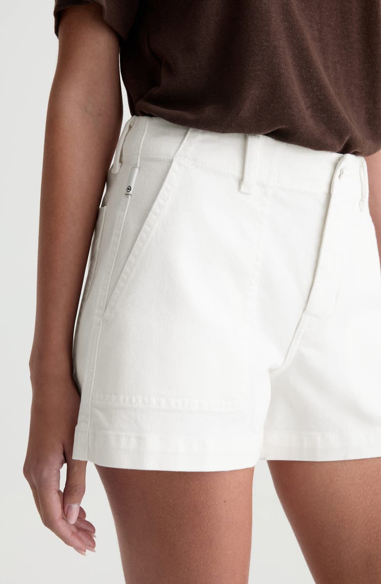 AG Analeigh High Waist Workwear Twill Shorts, Alternate, color, Powder