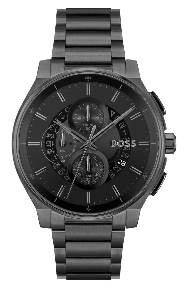 BOSS Peak 2.0 Chronograph Bracelet Watch, 45mm, Main, color, Black