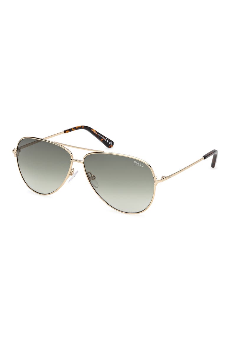 60mm Pilot Sunglasses, Alternate, color, GOLD/ DARK HAVANA / GRAD GREEN