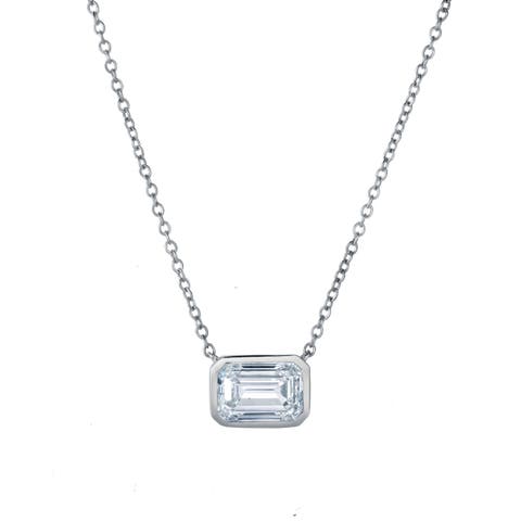 Glinda 3 Ct Lab Grown Diamond Emerald Bezel 14K Gold Necklace